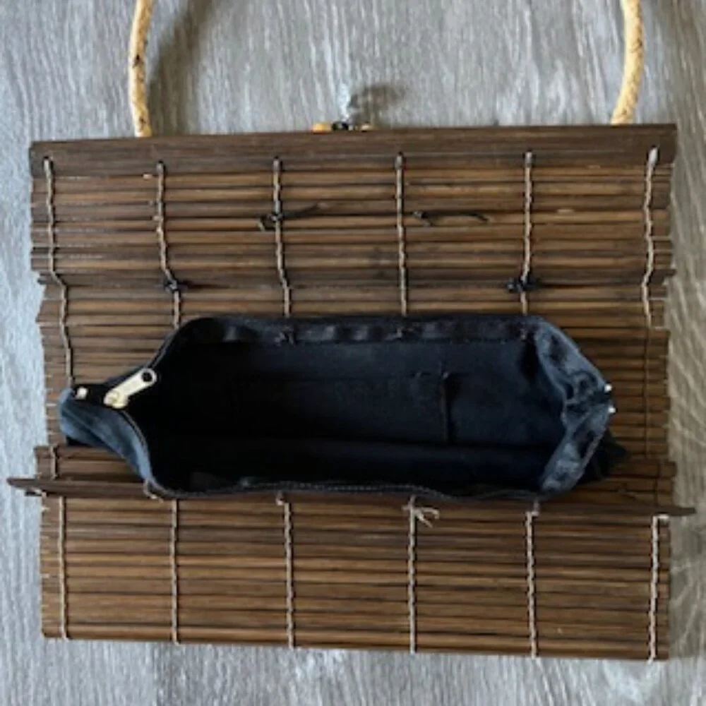 🧡3/15 Natural Bamboo Handbag with Strap